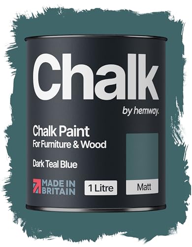 Chalk Paint Dark Teal Blue Furniture Paint 1L, Matt Finish Shabby Chic, Chalk Furniture & Walls, Quick Dry & 1 Coat, Hemway