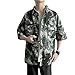 Męska praca Koszule Casual, Moda Kamuflaż Krótki rękaw, Lato Lapel Luźne i wygodne,Light green,XXL