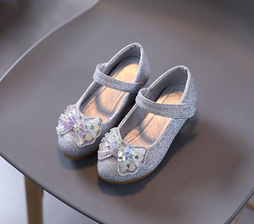 Girls Sparkle Low Heel Mary Jane Wedding Party Flower Glitter Bow Princess Dress Shoes3