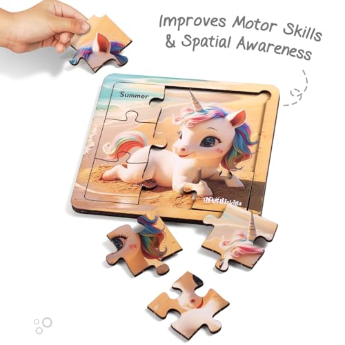 Image of Intelliskills Premium Jigsaw Puzzle for Kids, 36 Pcs Puzzle Set, Set of 4 Fun Learning & Educational Toy for Enhancing Concentration for Kids 3+ Years |Best Birthday Gift, BIS Certified (Unicorn)