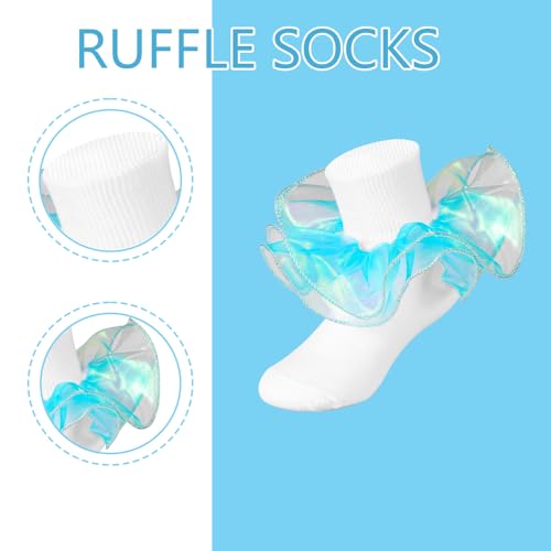 Toddler Girls Ruffle Socks Baby Girl Double Lace Frilly Turn Cuff Socks, Toddler Dress Socks Kids Ankle Tutu Socks3