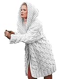 Zopfmuster Mit Kapuze Langarm Oversize Lässige Grobe Cardigans Strickjacke Damen Mode
