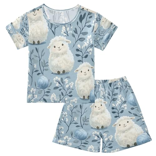 senya Short Sleeve Pajamas Sets Summer Cotton Sleepwear Sheep Pattern