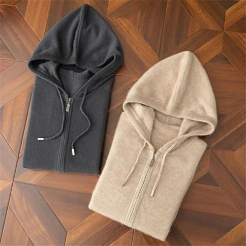 Mens Cashmere Sweater Hooded Zipper Thick Knitted Sweater Warm Casual Jumper Outerwear2