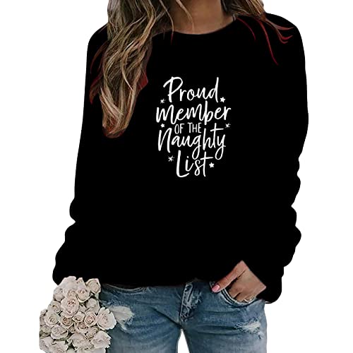Womens Christmas Shirt Print Long Sleeve Hoodie Pullover Tops Casual Printed Kangroo Pocket Pullover Casual Fall Clothes #TOP4