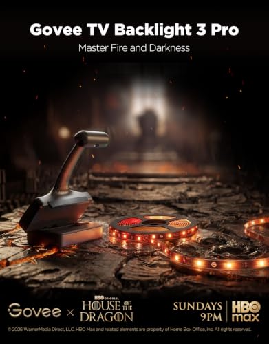 Image of Govee TV Backlight 3 Pro with HDR Triple Camera, Sync to 75-85 Inch Screen | 5-in-1 RGBWWIC Smart LED Strip Lights for Home Theater, 75LEDs /m, Supports AI Filter, DreamView Sync, Compatible with Matter