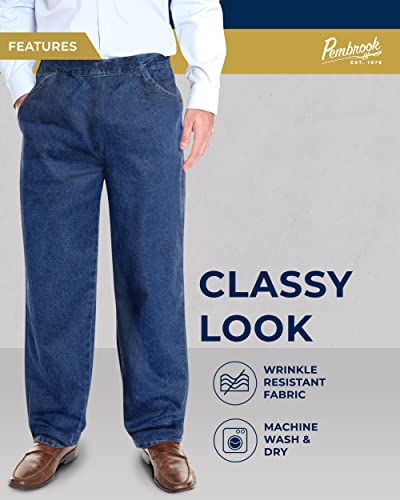 Pembrook Mens Elastic Waist Pants For Seniors - Adaptive Mens Pants For Elderly | Elastic Waist Pants For Men | Senior Elastic Waist Pants Denim #TOP2