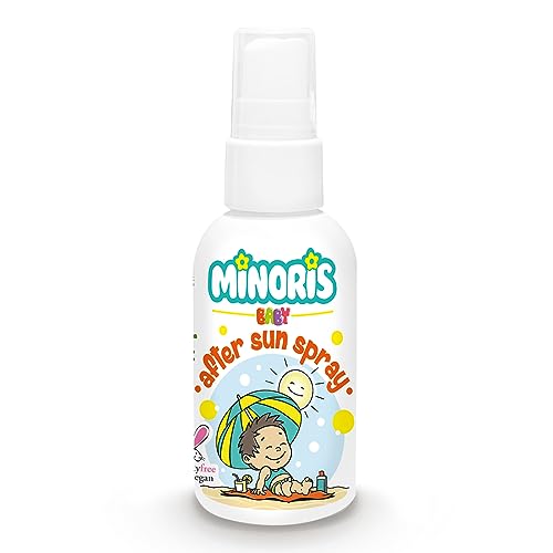 Minoris Baby After Sun Spray 100 ml Suave hidratante y refrescante refrescante con óxido de zinc y aceites orgánicos, hipoalergénico, sin fragancia, vegano, dermatológicamente probado