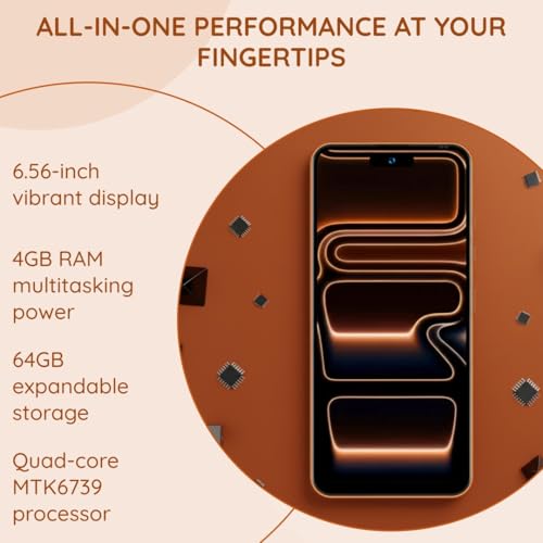 Image of PEACE NOVA 17 Pro 4G Smartphone, 6.56-in 120Hz Display, 5000mAh Battery, 4GB RAM 64GB Storage (Expandable), Orange