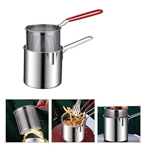Image of Stainless Steel Deep Fryer Pot Detachable Fryer Pan High with Basket Universal Deep Fry Pan Fry Pot for Home Fries Kitchen Camping