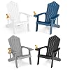 Tangkula Oversized Adirondack Chair Patio Lounge Chairs wAdjustable Cup Holder HIPS Armchairs Slatted Chair Outdoor Weather Resistant Fire Pit Chair for Deck Backyard Garden Porch 4 Colorful 2