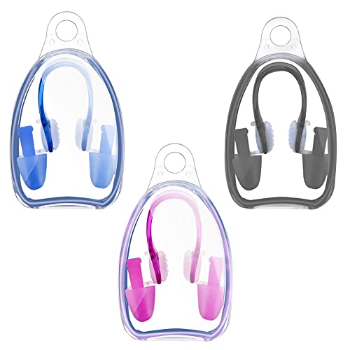 Karjiaja - 3 Pack Swimming Nose Clip And Earplugs Sets Silicone Nose Plugs Swim Nose Grip Nose Pegs Swimming Ear Plugs Waterproof Nose Ear Protectors For Adult Kids Child Women Men Swimming Water Sports Pool