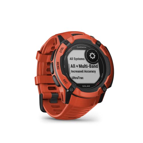 Image of Garmin Instinct 2X Solar, Rugged GPS Smartwatch, Built-in Flashlight, Solar Charging Capability, Multi-Band GNSS, Flame Red