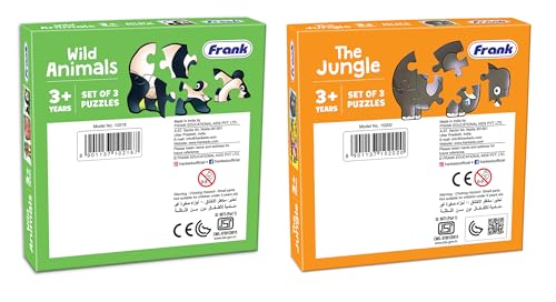 Image of Frank 6 in 1 First Fun & Educational Jigsaw Puzzles for Kids - Combo Pack of 2 (3 Cardboard Puzzles Each) -Wild Animals & The Jungle - Age 3 Years Old & Above- Fun & Challenging Brain Booster Games