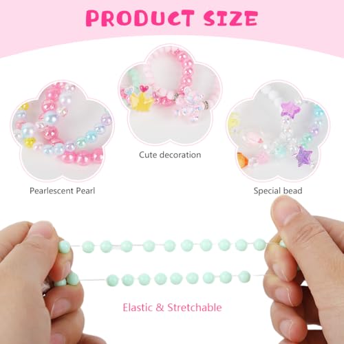Image of SANNIDHI 6Pcs Beads Bracelet for Girls Kids Friendship Bracelet Cute Bracelets Set Toddler Costume Jewelry Party Pretend Play Birthday Christmas