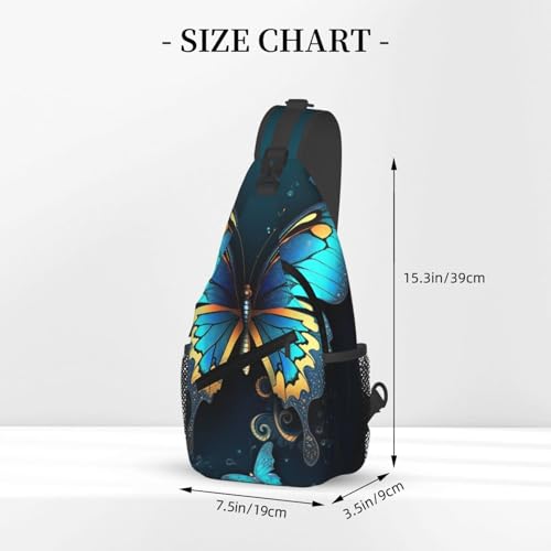 Sling Bag para hombre y mujer negro con diseño de mariposa miniatura 2