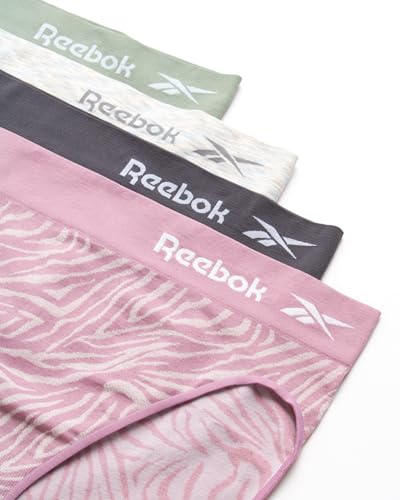 Reebok Women's High Cut Underwear - 4 Pack Breathable Soft Stretch Mid-Rise Waist Brief Panties for Women (Sizes: S-XL)2