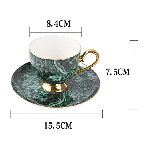 UMJIGF Bone China Teapot Green Gold Inlay Coffee Cup Ceramic Sugar Bowl Creamer Coffee Tea Water Mug Coffeeware,