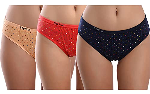 Image of StyFun Women Cotton Hipster Panties for Women Daily Use, Back and Front Coverage, Multicolor, for Size- S, M, L, XL, XXL, See Main Image to Check How Many Panty You Will Get