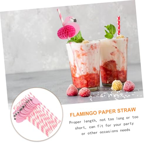 25 pitillos biodegradables de papel flamencos para fiesta miniatura 7