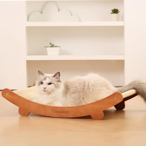 Rascador para gatos con hamaca de madera de haya y sisal miniatura 2