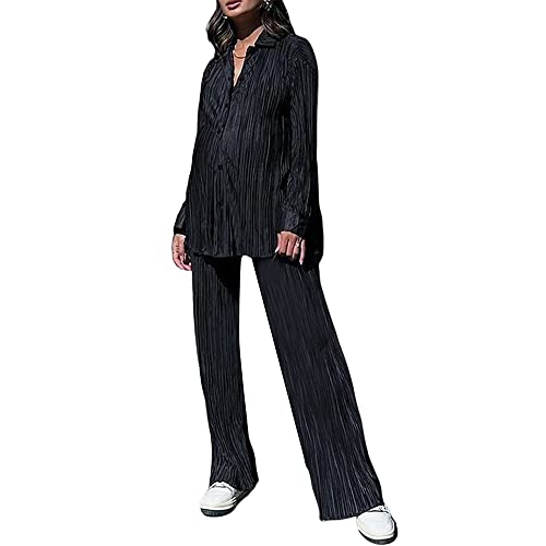 ZYXZHXhxll Elegantes Plissee-Zweiteiler-Set für Damen,...