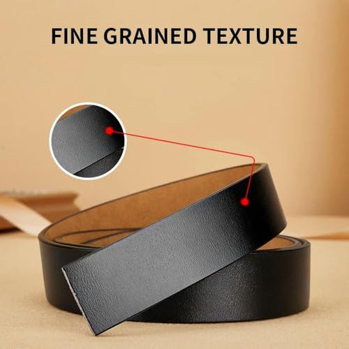 Men's Leather Belts Double Sided Waistband No Buckle Belts Black Brown Sided Pants Short Waistband3