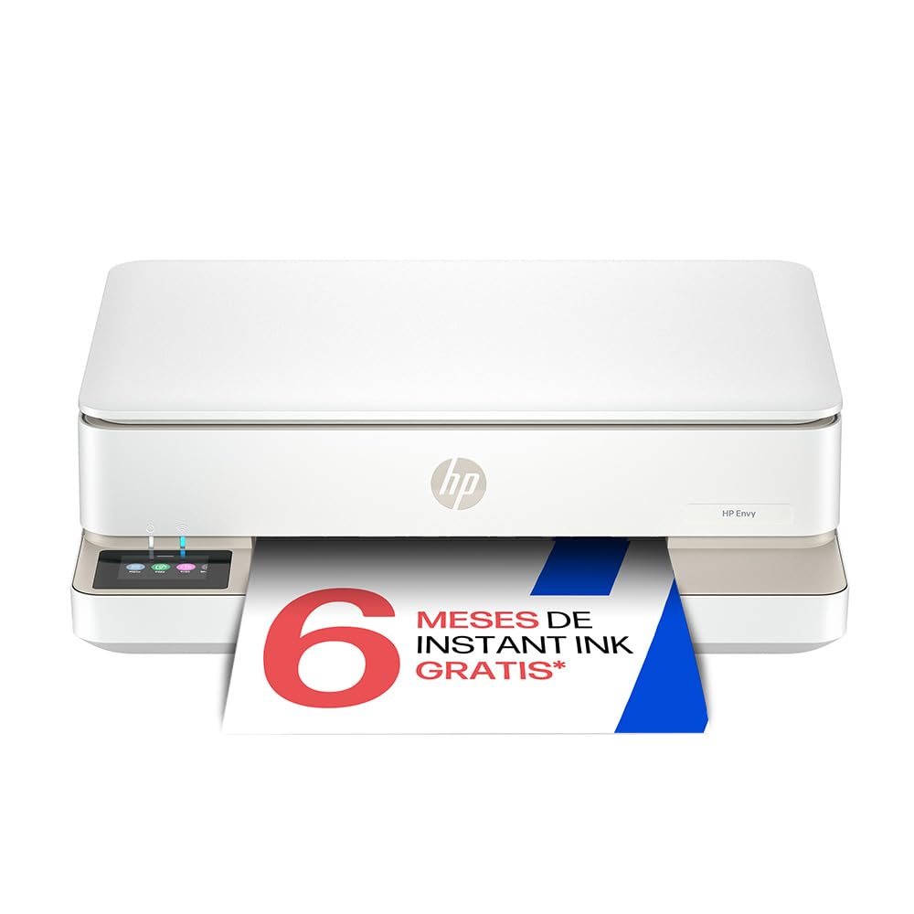 HP Envy 6120e 714L8B, Impresora multifunción de inyección de Tinta A4 a Color, Conexión Wi-​Fi, Impresión a Doble Cara automática, hasta 10 ppm, 6 Meses de impresión Instant Ink, Blanca