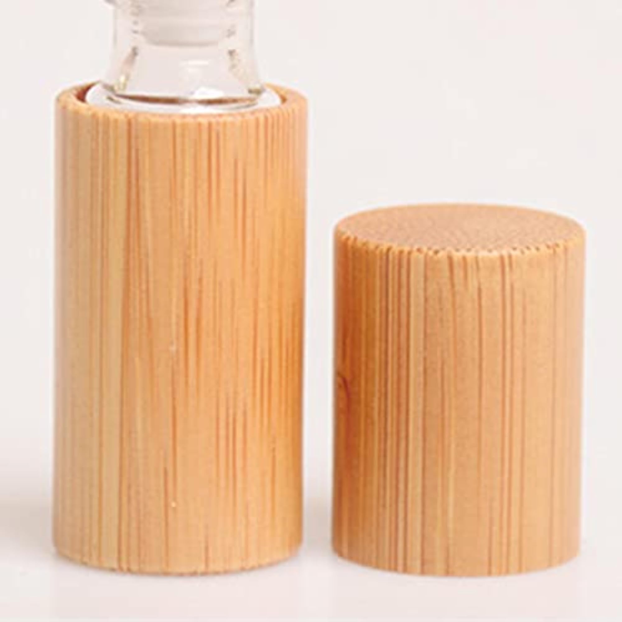 3xHandmade Bamboo Refillable Empty Essential Oil Roll on Bottle