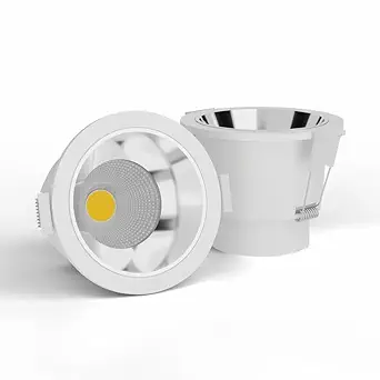 Harold Electricals 18W Alpha Series Concealed COB Spotlight | Recessed Ceiling LED Light - White Body(Chrome Reflector) Warm White Light