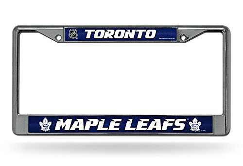 NHL Rico Industries Bling Chrome License Plate Frame with Glitter Accent, Toronto Maple Leafs