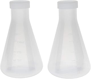 Plauauyt Laboratory Graduated Plastic Conical Erlenmeyer Flask, Measurable, Thick Wall, Two Bottles of 250Ml