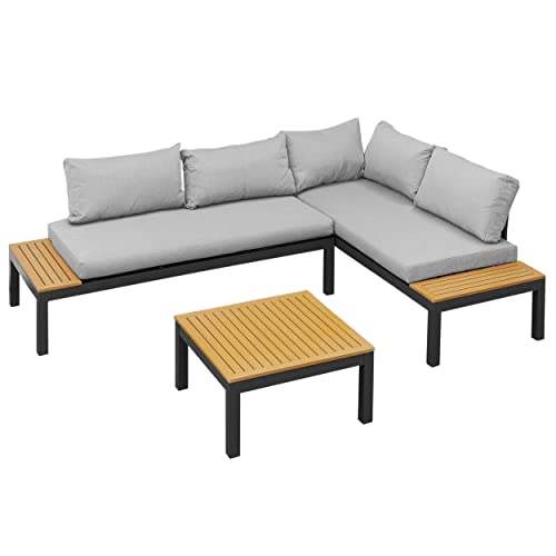 Gartenfreude Ambience, flexibel einsetzbar, Wasserabweisende, Gestell Kissen: hellgrau/WPC Lounge, Aluminium, Dunkelgrau-Grau-Teak., 751.95