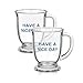 Tazas de Cafe con Letra Juego de 2-450ml Vasos de Agua con Mango - Taza de Vidrio Pesado para Desayunos, Batidos, Cafés con Nata