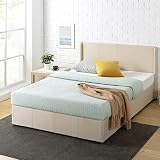 Zinus Maddon Lit Coffre 160x200 cm - Hauteur 31 cm - Système de Levage Hydraulique - Tête & Cadre de Lit Double en Bois tapissier - Beige - 4