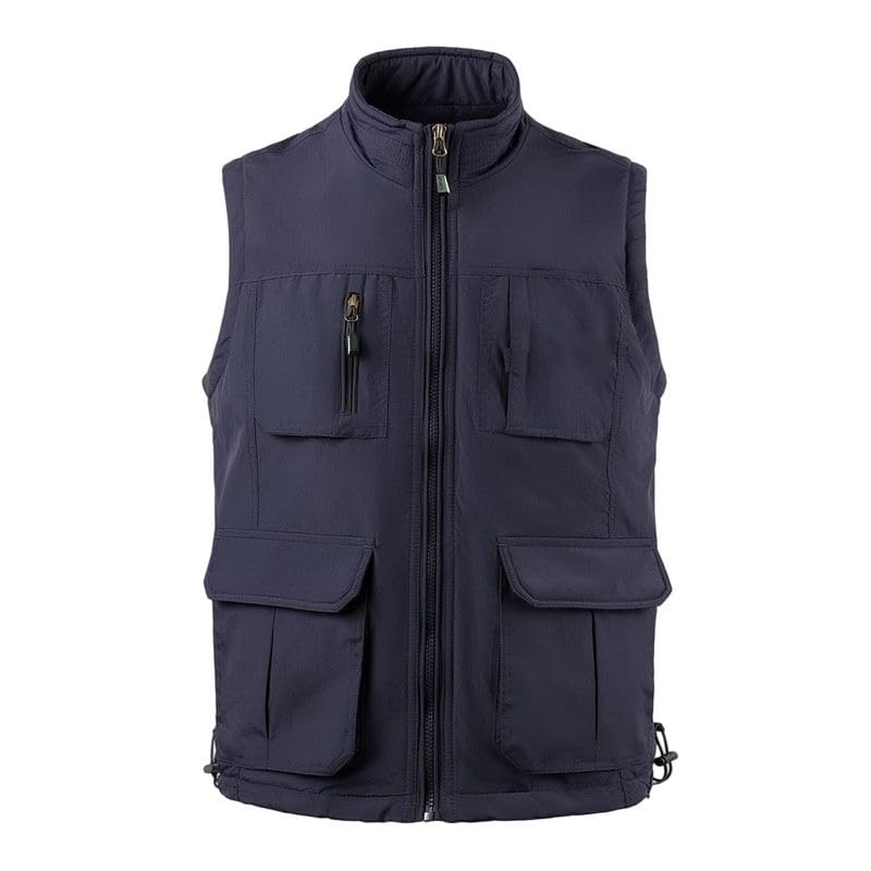 Veste sans manches homme bleu marine en fibre épaisse avec col montant M
