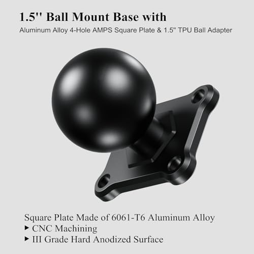 Image of BRCOVAN 2 Pack, Aluminum Alloy 4-Hole AMPS Square Plate Base Mount with 1.5'' TPU Ball Adapter Compatible with RAM Mounts C Size Double Socket Arm, CNC Machining, iii Grade Hard Anodized Surface