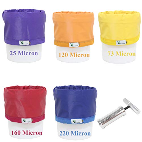 G-LEAF 600D 5-Gallon 5-Bag Herbal Ice Bubble Hash Bag Essence Extractor Kit