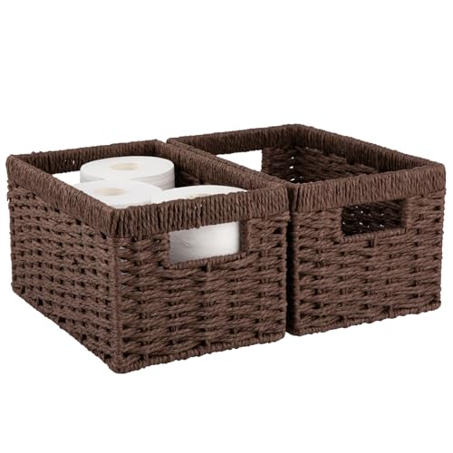 OIAHOMY Wicker Baskets, Paper Rope Storage Baskets for Organizing with Built-in Handles...