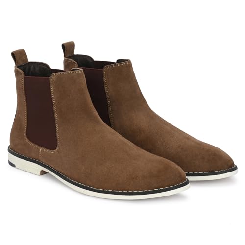 Image of Blue Leather By Centrino Genuine Leather Men's Formal and Casual Leather Boots | Versatile and Sophisticated Chelsea Boots for Every Season | Fashionable Elegant Boots for Any Occasion (3964)