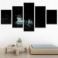 SIGNWIN 5 Panel Canvas Wall Art Green Forest for Home Decorations Ready to Hang - 60