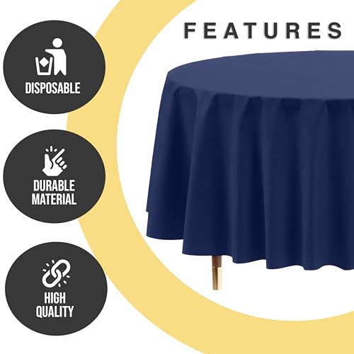 Image of Exquisite Navy Blue Round Tablecloth 84 inch - 48 Pack