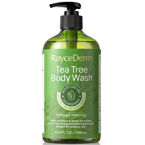 RoyceDerm Tea Tree Body Wash & Soap: Purifying & Refreshing Daily Shower Gel with Tea Tree Oil Moisturising Cleanse for Body Odour Care Sweaty Feet Underarms and Back