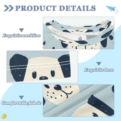 Kids Swimsuit Cute Dog Funny Blue Sunscreen T-Shirts Swimwear Sets UPF 50+3