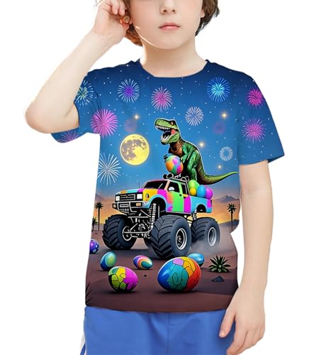 Image of Linnhoy Kids 3D Print Fashion Graphic T-Shirts for Boys Girls 6-16 Years | Unisex Colorful Short Sleeve, Crewneck, Breathable Fabric, Suitable for Daily Sport Festival Wear