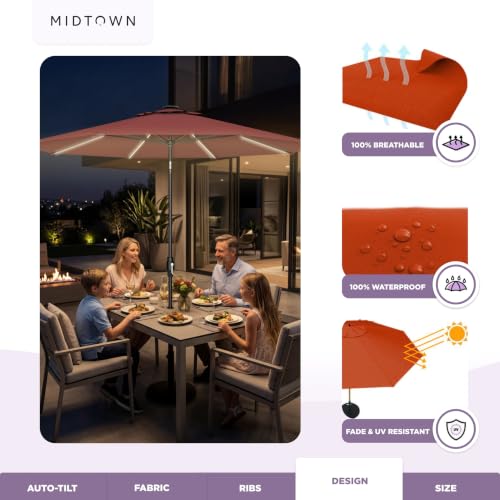 Image of Midtown Umbrellas LED Swilt - 8 Ft Solar LED Patio Umbrella, Apple Canopy