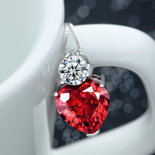 Collier avec pendentif en forme de cœur rouge brillant - 2