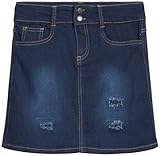 Real Love Girls' Skirt - Casual Washed Denim Jean Skirt (7-16), Size 14, Dark Wash Rips