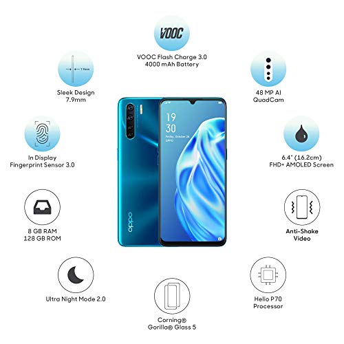 Image of Oppo F15 (Blue, 8GB RAM, 128GB Storage, with offer)