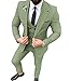 Men's 3 Piece Slim Fit Men Suit Notched Lapel Solid Groomsmen Tuxedos for Wedding(Blazer+Vest+Pants)(Tea Green,44)
